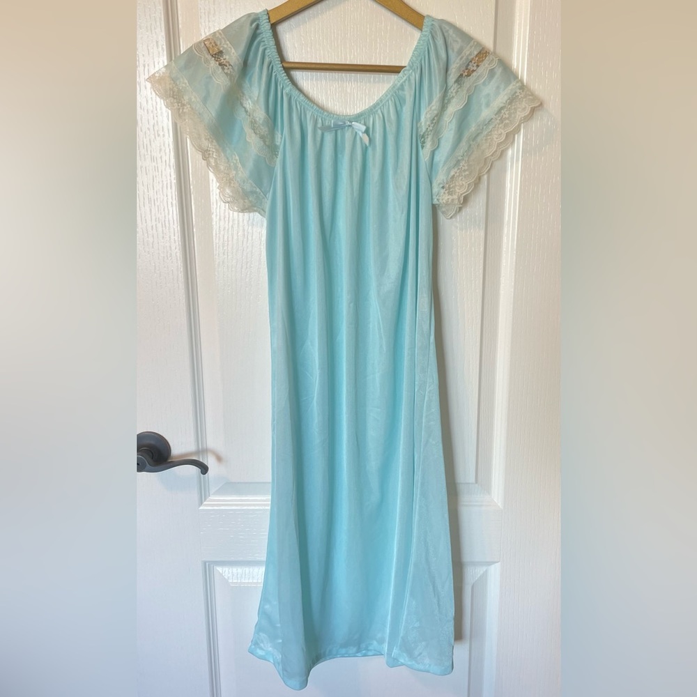 Vintage 70s Spotlight Co Inc Lace Off The Shoulder RUFFLE SHEER LINGERIE